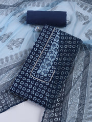 Printed Cotton Blend Unstitched Suit With Dupatta