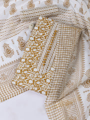 Printed Cotton Blend Unstitched Suit With Dupatta