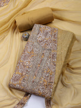 Neck Embroidered Cotton Blend Unstitched Suit With Dupatta