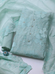 Embroidered Chanderi Unstitched Suit With Dupatta