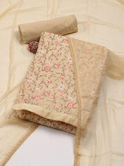 All Over Embroidered Chanderi Unstitched Suit Piece With Dupatta