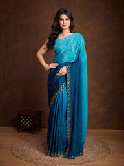Embroidered Chinon Saree