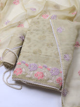 Neck Embroidery Organza Unstitched Suit Piece With Dupatta