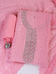 Chiken Work Georgette Unstitched Suit With Dupatta
