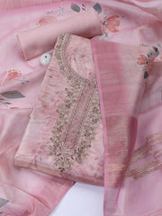 Neck Embroidered Tissue Unstitched Suit With Dupatta