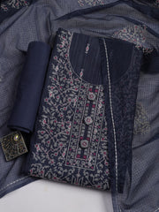 Embroidered Cotton Blend Unstitched Suit Piece With Dupatta