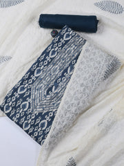 Neck Work Cotton Blend Unstitched Suit With Dupatta