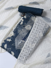 Neck Work Cotton Blend Unstitched Suit With Dupatta