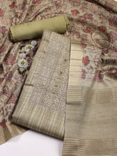 Neck Embroidered Tissue Unstitched Suit With Dupatta