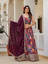 Printed Organza Choli With Lehenga & Dupatta