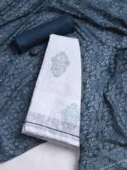 Printed Cotton Blend Unstitched Suit With Dupatta