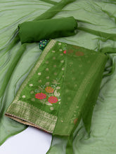 Woven Work Chanderi Unstitched Suit With Dupatta