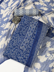 Printed Cotton Blend Unstitched Suit With Dupatta