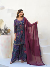 Digital Printed Organza Kurta With Palazzo & Dupatta