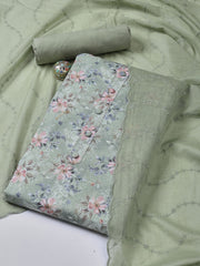Printed Cotton Blend Unstitched Suit With Dupatta