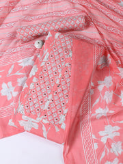 Neck Patti Cotton Blend Unstitched Suit With Dupatta