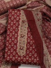 Digital Printed Cotton Blend Unstitched Suit With Dupatta
