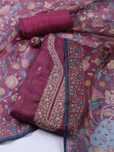 Neck Embroidered Chanderi Unstitched Suit With Dupatta