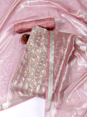 Neck Embroidered Tissue Unstitched Suit With Dupatta