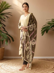 Floral Tissue Kurta With Pants & Dupatta