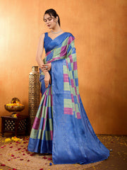 Zari Border Booti Woven Art Silk Saree