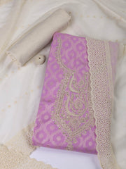Woven Embroidered Cotton Blend Unstitched Suit With Dupatta