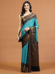 Zari Border Booti Art Chiffon Woven Saree