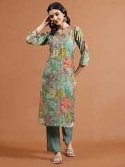 Printed Muslin Kurta With Pants