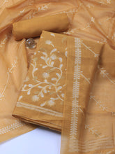 Neck Embroidery Chanderi Unstitched Suit With Dupatta