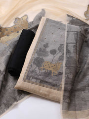 Jamdhani Chanderi Unstitched Suit Piece With Dupatta