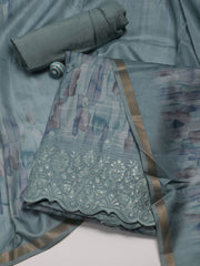 Abstract Printed Art Tussar Unstitched Suit With Dupatta