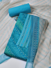 Peinted Cotton Blend Unstitched Suit With Dupatta