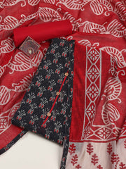 Printed Cotton Blend Unstitched Suit With Dupatta