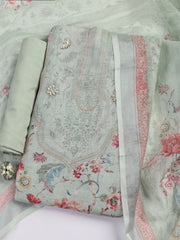 Floral Printed Linen Unstitched Suit Piece With Dupatta
