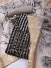 Neck Embroidery Chanderi Unstitched Suit With Dupatta