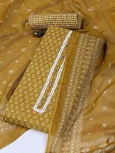 Neck Work Cotton Blend Unstitched Suit With Dupatta