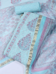 Neck Work Cotton Blend Unstitched Suit With Dupatta