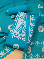 Printed Cotton Blend Unstitched Suit With Dupatta