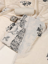 Neck Embroidered Chanderi Unstitched Suit Piece With Dupatta