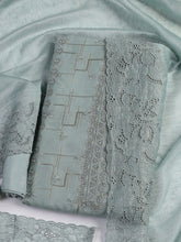 Embroidery Linen Unstitched Suit With Dupatta