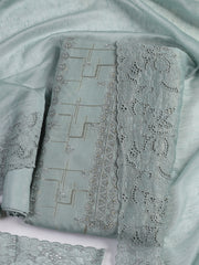 Embroidery Linen Unstitched Suit With Dupatta