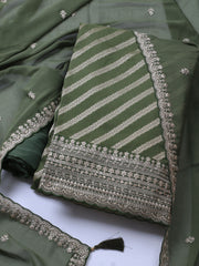 Zari Jaal Art Silk Unstitched Suit Piece With Dupatta