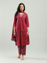 Printed Cotton Blend Kurta With Pants & Dupatta