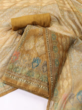 Neck Patti Chanderi Unstitched Suit With Dupatta