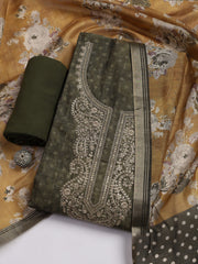 Embroidered Chanderi Unstitched Suit Piece With Dupatta