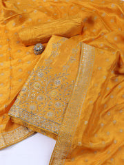Woven Art Silk Unstitched Suit Piece With Dupatta