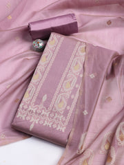 Jamdani Work Chanderi Unstitched Suit Piece With Dupatta