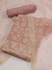 All Over Embroidery Chiffon Unstitched Suit Piece With Dupatta