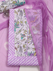 Digital Printed Cotton Blend Unstitched Suit With Dupatta