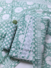 Printed Cotton Blend Unstitched Suit With Dupatta
